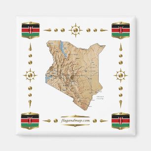 Kenia Map + Flags Magnet