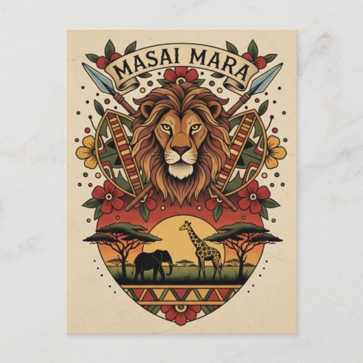 Kenia Masai Mara Briefkaart (Voorkant)