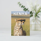 Kenia Masai Mara Cheetah met zonnebril Briefkaart (Staand voorkant)