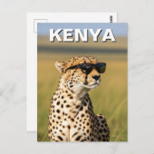 Kenia Masai Mara Cheetah met zonnebril Briefkaart (Voorkant / Achterkant)