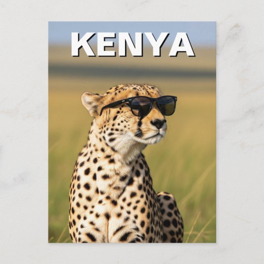 Kenia Masai Mara Cheetah met zonnebril Briefkaart (Voorkant)