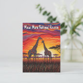 Kenia Masai Mara Giraffes Afrikaanse kunst Briefkaart (Staand voorkant)
