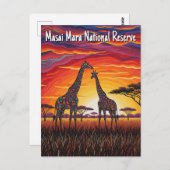 Kenia Masai Mara Giraffes Afrikaanse kunst Briefkaart (Voorkant / Achterkant)