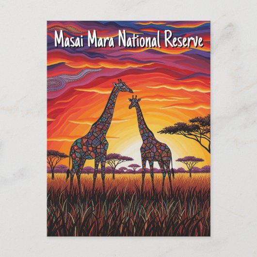 Kenia Masai Mara Giraffes Afrikaanse kunst Briefkaart (Voorkant)