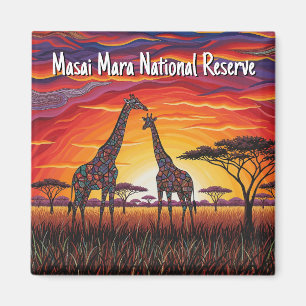 Kenia Masai Mara Giraffes Afrikaanse kunst Magneet