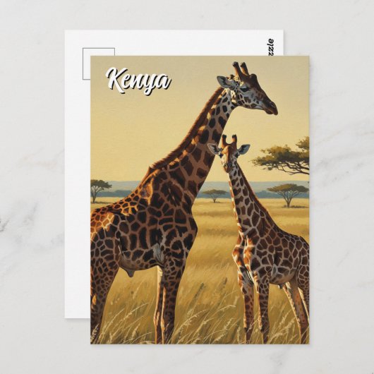 Kenia Masai Mara Giraffes Reizen Briefkaart (Voorkant / Achterkant)