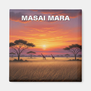 Kenia Masai Mara Giraffes zonsondergang Magneet