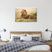 Kenia, Masai Mara | Mannelijke leeuw Canvas Afdruk (Insitu (Slaapkamer))