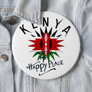 Kenia Mijn Gelukkige Plek Vlag uiteenbarstende A Ronde Button 6,0 Cm