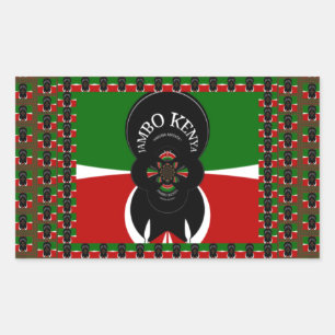 Kenia Mooie rug rood groen etnische harten tribal Rechthoekige Sticker