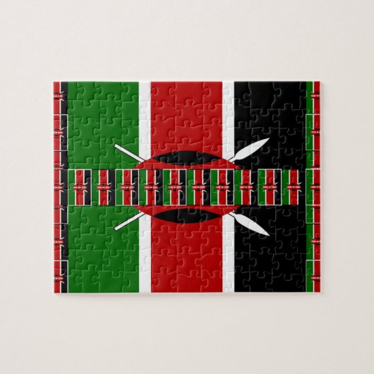 Kenia Naadloze Miniatuur Vlaggen Grens Lijsten Art Legpuzzel (Horizontaal)