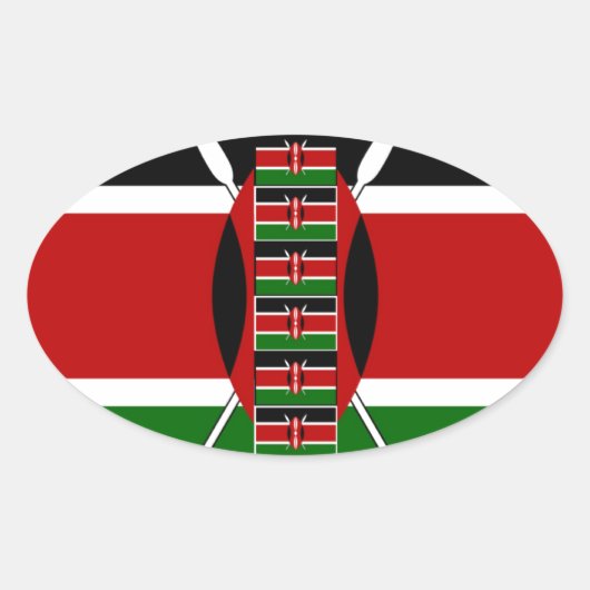 Kenia Naadloze Miniatuur Vlaggen Grens Lijsten Art Ovale Sticker (Voorkant)