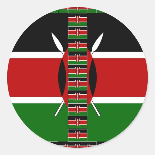 Kenia Naadloze Miniatuur Vlaggen Grens Lijsten Art Ronde Sticker (Voorkant)