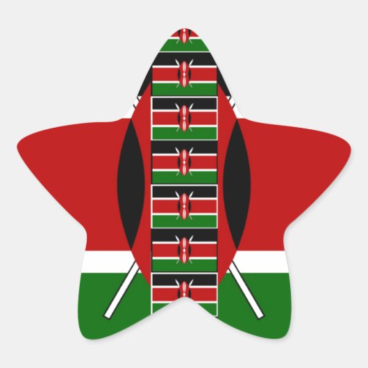 Kenia Naadloze Miniatuur Vlaggen Grens Lijsten Art Ster Sticker (Voorkant)