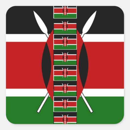 Kenia Naadloze Miniatuur Vlaggen Grens Lijsten Art Vierkante Sticker (Voorkant)