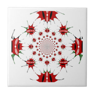 Kenia Nationaal Vlaggenschild Kaleidoscoop Patroon Tegeltje