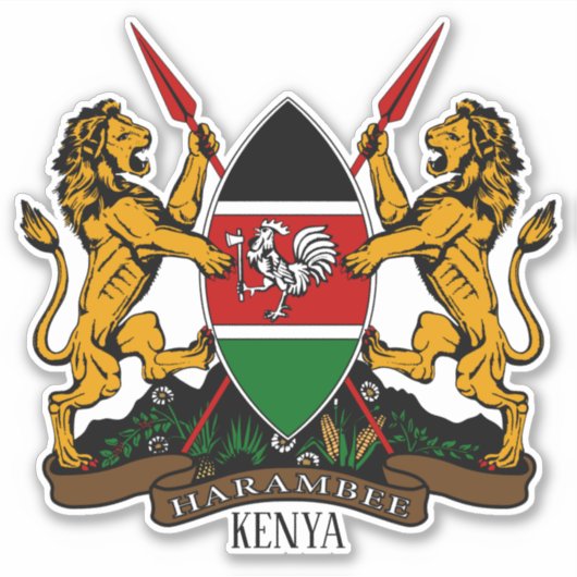 Kenia Nationaal wapen Patriottisch Sticker (Voorkant)
