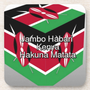 Kenia National Flag Colors Design Black Red Green Bier Onderzetter