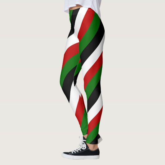 Kenia National Flag Colors Diagonal Striped Leggings (Links)
