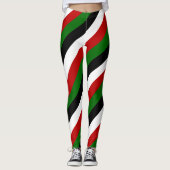 Kenia National Flag Colors Diagonal Striped Leggings (Voorkant)