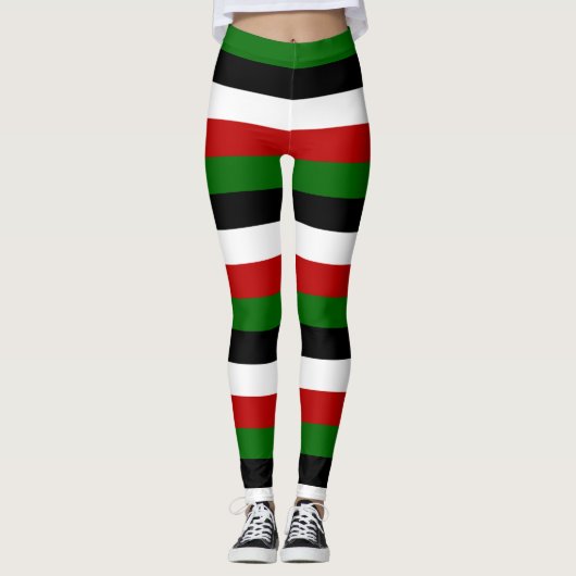 Kenia National Flag Colors Horizontal Striped Leggings (Voorkant)