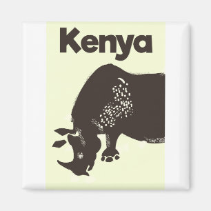 Kenia Neushoorn Afrikaanse vintage poster Magneet