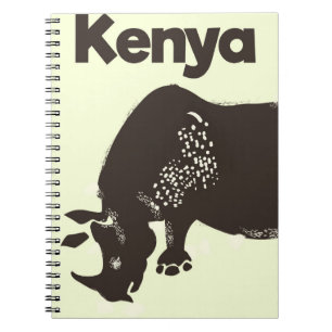 Kenia Neushoorn Afrikaanse vintage poster Notitieboek