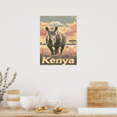 Kenia Neushoorn Antiek Poster (Keuken)