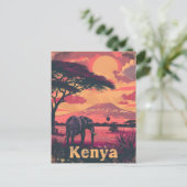 Kenia Olifant Sunset Briefkaart (Staand voorkant)