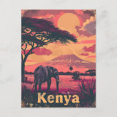 Kenia Olifant Sunset Briefkaart (Voorkant)