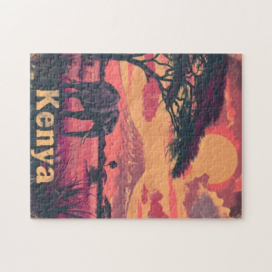 Kenia Olifant Sunset Legpuzzel (Horizontaal)