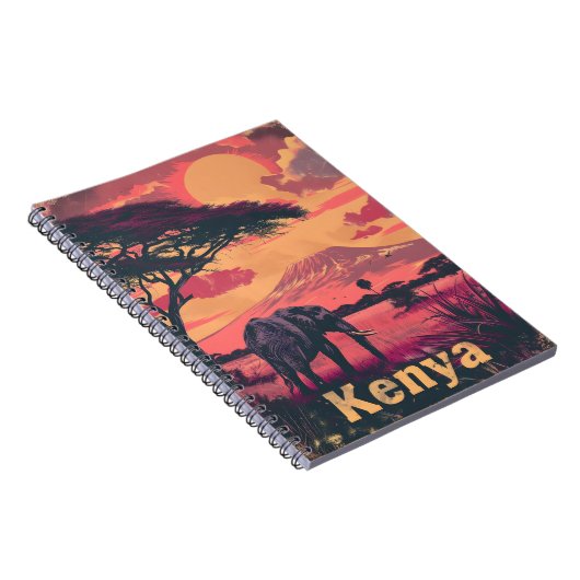 Kenia Olifant Sunset Notitieboek (Rechterzijde)