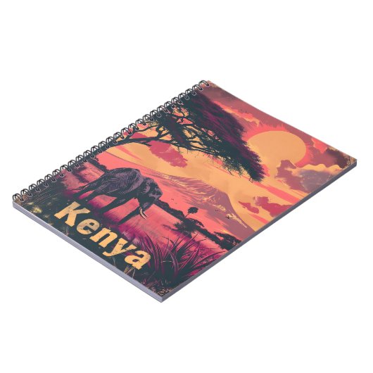 Kenia Olifant Sunset Notitieboek (Linkerzijde)