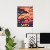 Kenia Olifant Sunset Poster (Thuiskantoor)