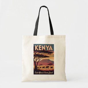 Kenia Olifanten Illustratie Reis Kunst Vintage Tote Bag