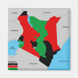 kenia : politieke kaart magneet