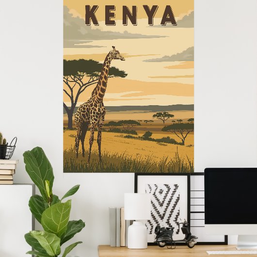  Kenia Reizen - Afrikaanse Giraffe Poster (Thuiskantoor)
