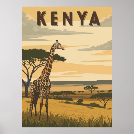  Kenia Reizen - Afrikaanse Giraffe Poster (Voorkant)
