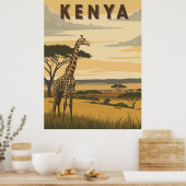  Kenia Reizen - Afrikaanse Giraffe Poster (Keuken)