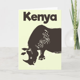Kenia Rhino African vintage poster Feestdagen Kaart