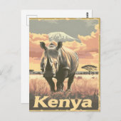 Kenia Rhino  Briefkaart (Voorkant / Achterkant)