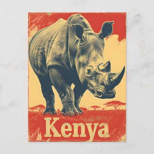 Kenia Rhino Briefkaart (Voorkant)