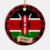 Kenia, Rode buffalo-plein en Keniaanse vlag Keramisch Ornament (Voorkant)