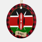 Kenia, Rode buffalo-plein en Keniaanse vlag Keramisch Ornament (Links)