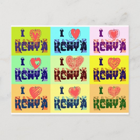 Kenia Travel Souvenir Pop Art Print Briefkaart (Voorkant)
