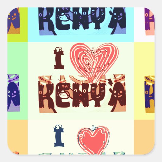 Kenia Travel Souvenir Pop Art Print Vierkante Sticker (Voorkant)