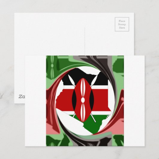 Kenia Viering Kleurrijke Vlag Kaart Vector Kunstwe (Voorkant / Achterkant)