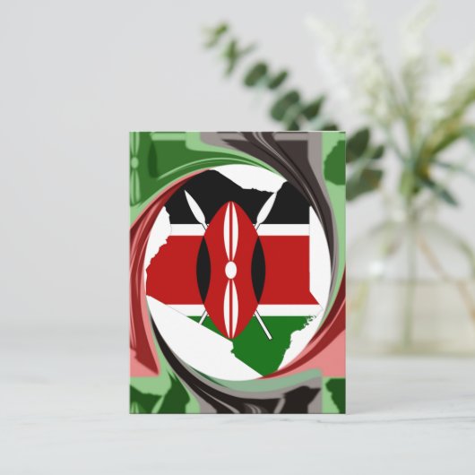 Kenia Viering Kleurrijke Vlag Kaart Vector Kunstwe (Staand voorkant)