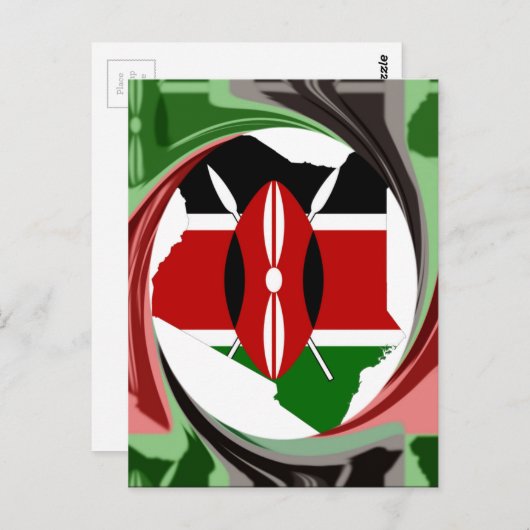 Kenia Viering Kleurrijke Vlag Kaart Vector Kunstwe (Voorkant / Achterkant)