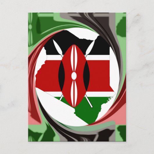 Kenia Viering Kleurrijke Vlag Kaart Vector Kunstwe (Voorkant)